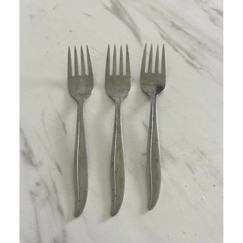 Amcrest Stainless Steel Salad Forks Troy Pattern Japan Flatware Lot of 3